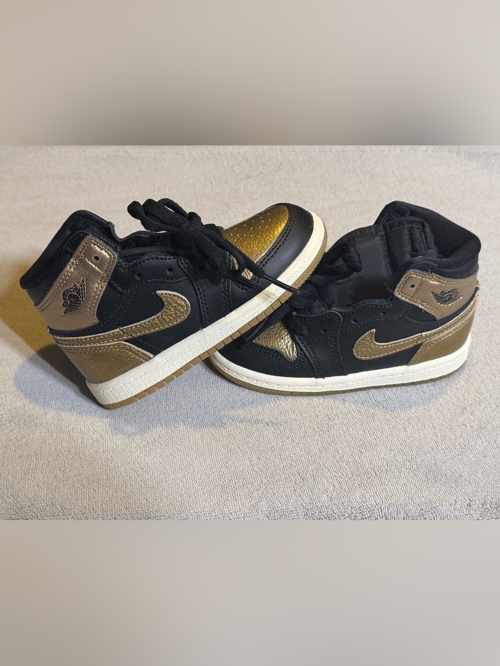 Jordan Kids' Black and Gold High-Top Sneakers